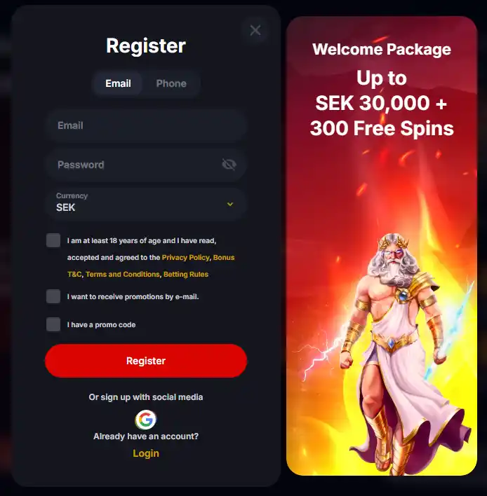 Officiële Yep Casino voorwaarden met registratie- en verificatiecontext